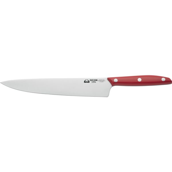 DUE CIGNI 1896 LINE SLIM CHEF KNIFE CM 20 - STAINLESS STEEL 4116 RED POM hdl