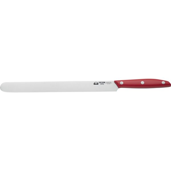 DUE CIGNI 1896 LINE COLD CUTS SLICING KNIFE SLIM HAM KNIFE CM 25 - STAINLESS STEEL 4116 RED POM hdl