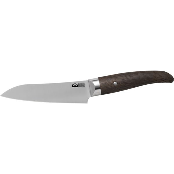 FOX/DUE CIGNI COQUUS UTILITY KNIFE 14cm/6"-STAINLESS STEEL 4116, SMOKED OAK NATURAL WOOD hdl