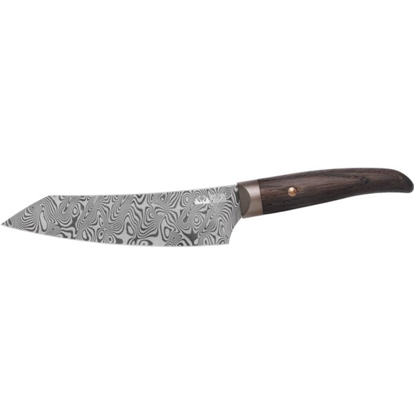 FOX/DUE CIGNI COQUUS KENGATA KNIFE 18cm/7"-BALBACH DAMASCUS FERUS PATTERN, GRANADILLO NATURAL WOOD hdl