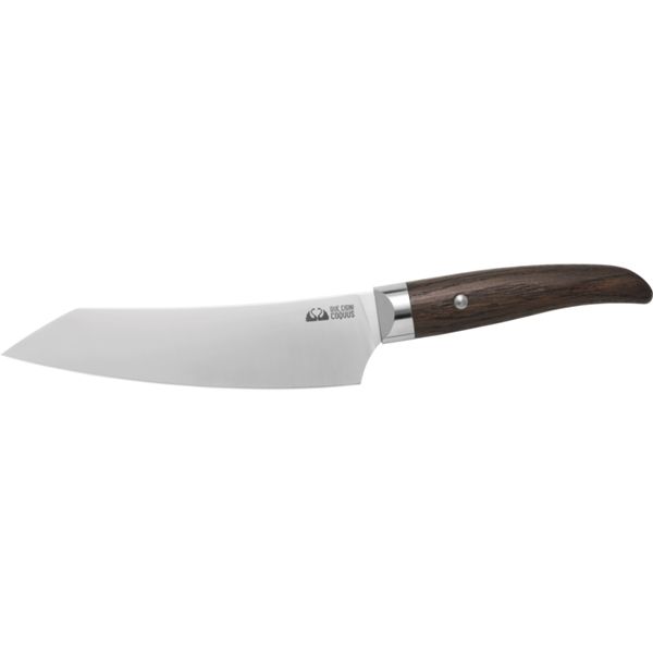 FOX/DUE CIGNI COQUUS KENGATA KNIFE 18cm/7"-STAINLESS STEEL 4116, SMOKED OAK NATURAL WOOD hdl