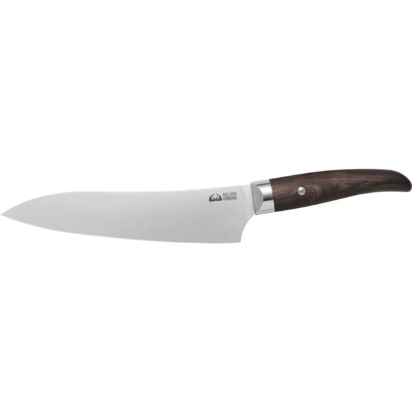 FOX/DUE CIGNI COQUUS CHEF KNIFE 20cm/8"-STAINLESS STEEL 4116, SMOKED OAK NATURAL WOOD hdl