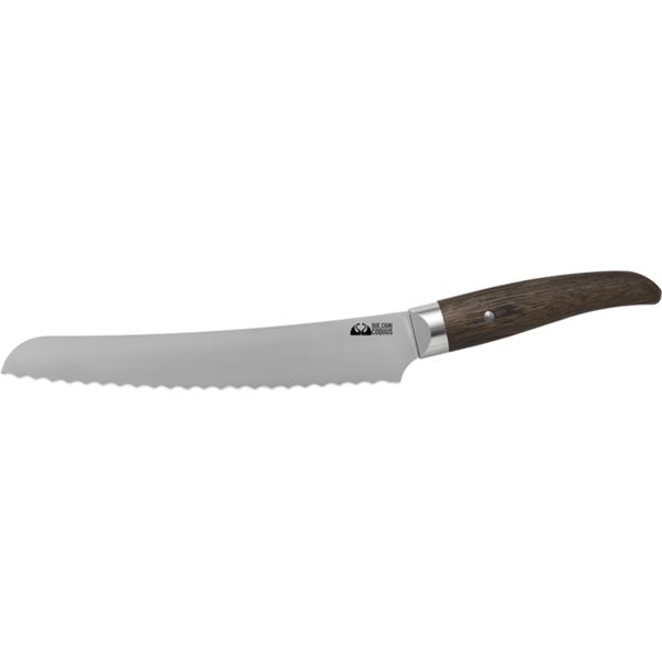 FOX/DUE CIGNI COQUUS BREAD KNIFE 21cm/8, 2"-STAINLESS STEEL 4116, SMOKED OAK NATURAL WOOD hdl