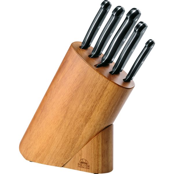 DUE CIGNI WALNUT KNIFE BLOCK 5 pcs - CLASSIC SERIES CM 265x260x82