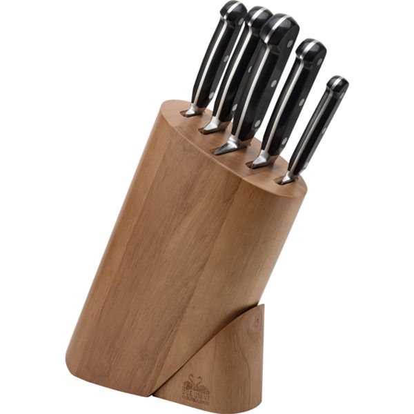 DUE CIGNI WALNUT KNIFE BLOCK 5 pcs - FORGED FLORENCE SERIES CM 265x260x82