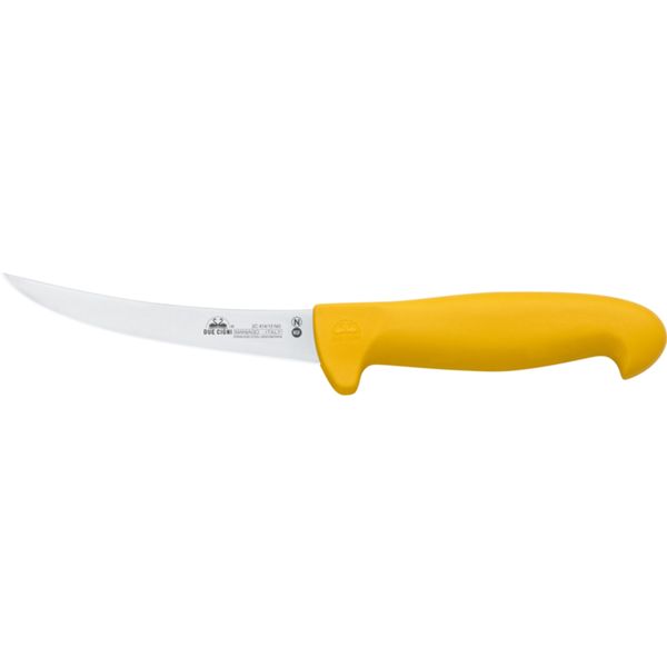 DUE CIGNI SEMIFLEX BONING KNIFE - YELLOW NYLON hdl - NITROGEN STEEL