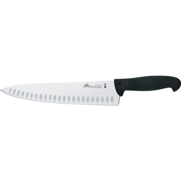 DUE CIGNI CARVING KNIFE BLADE 25 CM WITH SCALLOPS - hdl BLACK NYLON - NITROGEN STEEL