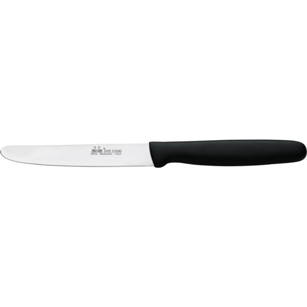 DUE CIGNI TABLE KNIFE SMOOTH BLADE - BLADE S/S 420C - hdl BLACK POLYPROPYLENE