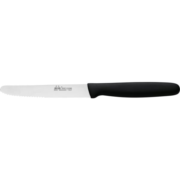 DUE CIGNI TABLE KNIFE WITH SERRATED BLADE - BLADE S/S 420C - hdl BLACK POLYPROPYLENE