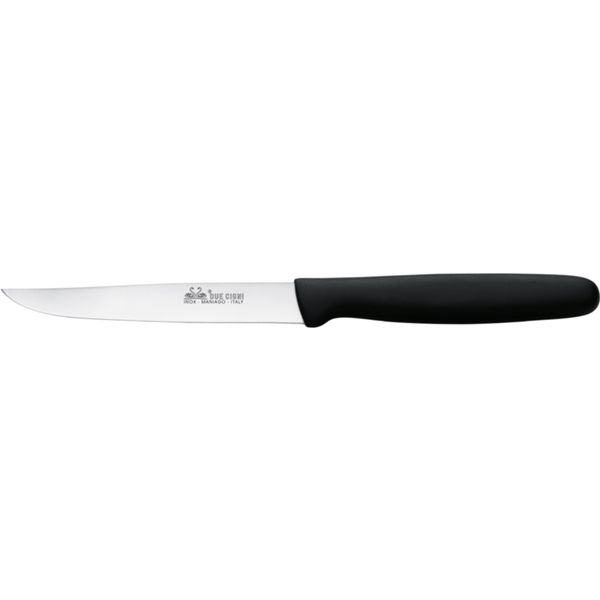 DUE CIGNI STEAK KNIFE PLAIN bld - S/S 420C bld - BLACK POLYPROPYLENE hdl