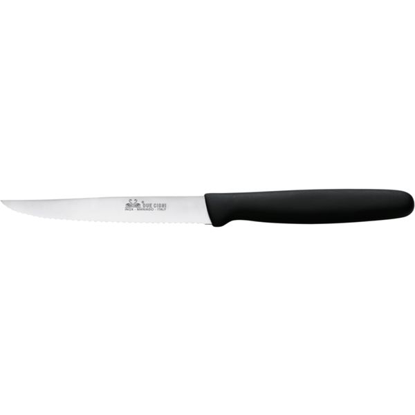 DUE CIGNI SERRATED BLADE PIZZA KNIFE - BLADE S/S 420C - BLACK POLYPROPYLENE hdl