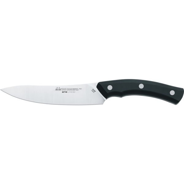 DUE CIGNI ARNE LINE KITCHEN KNIFE CM 15 - S/S SANDVIK 12C27 - hdl BLACK POM