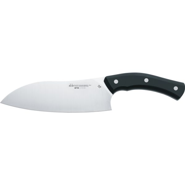 DUE CIGNI ARNE LINE SANTOKU KNIFE CM 19 - S/S SANDVIK 12C27 - hdl BLACK POM