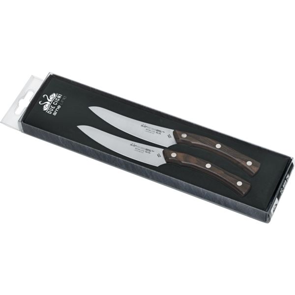 DUE CIGNI ARNE LINE PACK. 2 pcs STEAK KNIFE CM 11 - S/S SANDVIK 12C27 - hdl BLACK POM