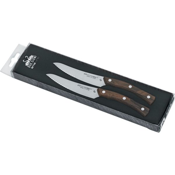 DUE CIGNI ARNE LINE PACK. 2 pcs SERRATED STEAK KNIFE CM 11 - S/S SANDVIK 12C27 - hdl POM BLACK