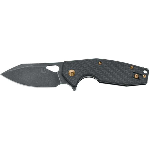 FOX/VOX YARU FOLD. KNIFE, M398 BLACK PVD STONEWASHED bld, CARBON FIBER hdl