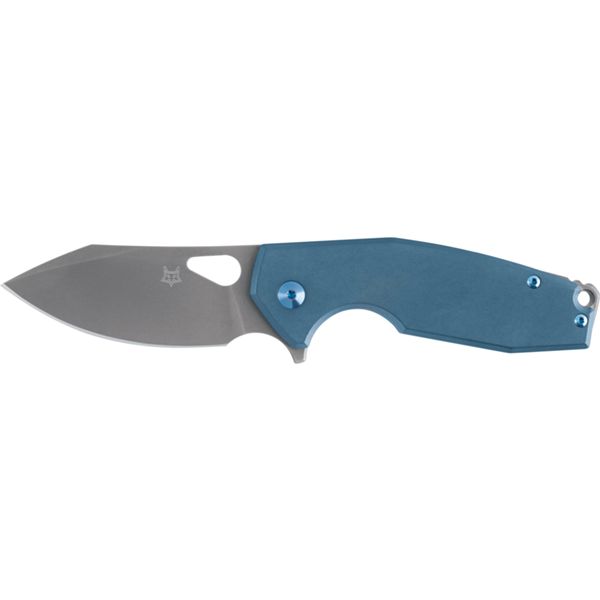 FOX/VOX YARU FOLD. KNIFE, ACID STONEWASHED CPM, S90V bld, BLUE ANODIZED TITANIUM hdl