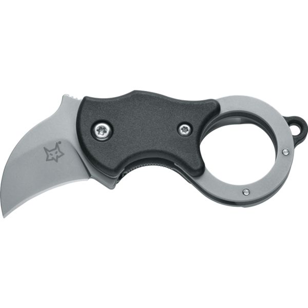 FOX MINI KA, FOLD. KNIFE BLACK NYLON hdl, 1.4116 S/S SANDBLASTED BL