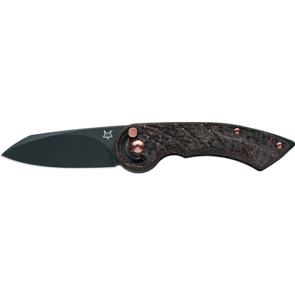 FOX RADIUS FOLD. KNIVES, S/S M390 bld, CARBON FIBER WITH COPPER "SNAKE SKIN" hdl