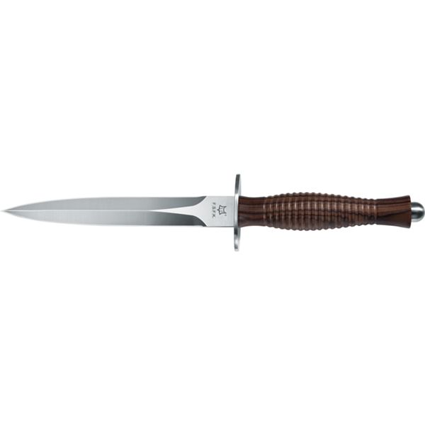 FOX FAIRBAIRN SYKES FIGHTING KNIFE, BLUNT EDGE SATIN bld WALNUT WOOD hdl