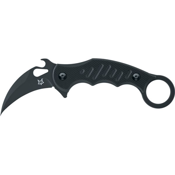 FOX/KARAMBIT FIXED KNIFE BLACK G10 hdl, N690 BLACK IDROGLIDER bld, KYDEX SHEATH