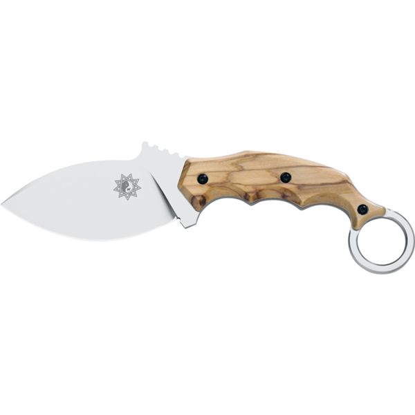 FOX PARONG HUNTING/TACTICAL FIXED KNIFE, bld N690, OLIVE WOOD hdl