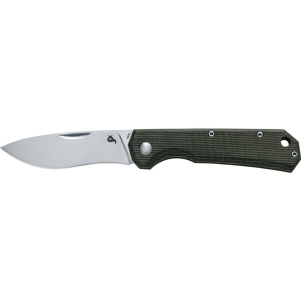 BLACK FOX CIOL FOLD. KNIFE, 440C STONEWASHED bld, OD GREEN CANVAS MICARTA hdl