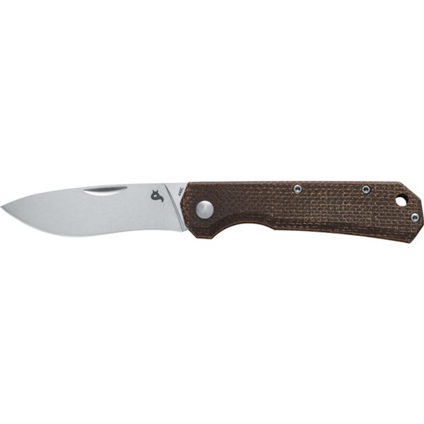 BLACK FOX CIOL FOLD. KNIFE, 440C STONEWASHED bld, BROWN CANVAS MICARTA hdl