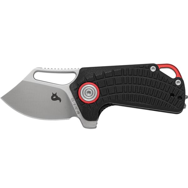 BLACK FOX PUCK FOLDING KNIFE,SATIN BLD STAINLESS STEEL D2,BLACK G10 HANDLE-CERAMIC BALL-BEARINGS