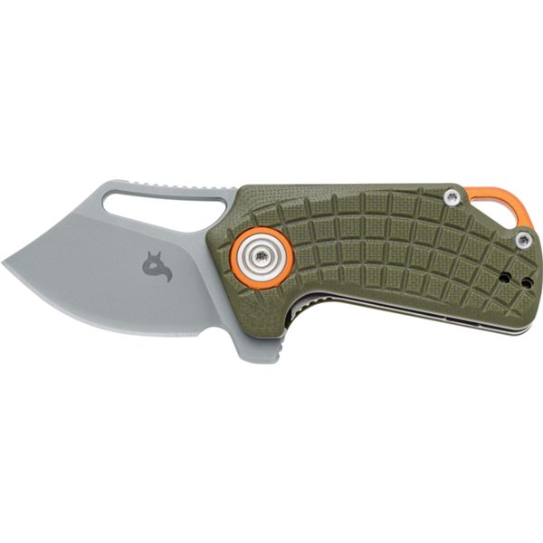 BLACK FOX PUCK FOLDING KNIFE,BEAD BLASTED BLD STAINLESS STEEL D2,OD GREEN G10 HANDLE - CERAMIC BALL BEARINGS