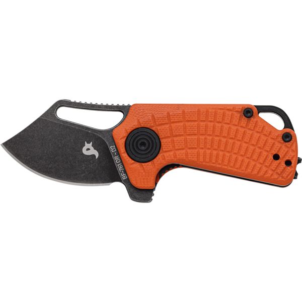 BLACK FOX PUCK FOLDING KNIFE,BLD STAINLESS STEEL D2 BLK STONEWASH,ORANGE G10 HANDLE-CERAMIC BALL-BEARINGS