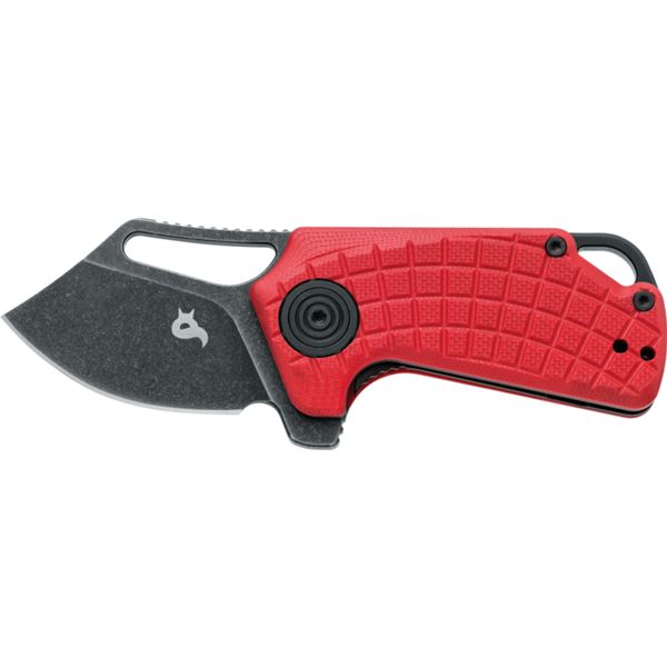 BLACK FOX PUCK FOLDING KNIFE,BLD STAINLESS STEEL D2 BLK STONEWASH,RED G10 HANDLE-CERAMIC BALL-BEARINGS