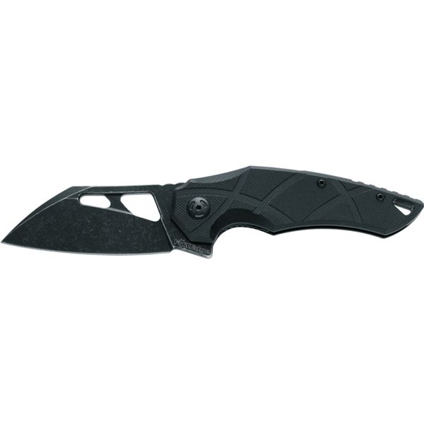 FOX EDGE ATRAX FOLDING KNIFE, BLACK STONEWASHED 9Cr13 BLADE, BLACK G10 HANDLE