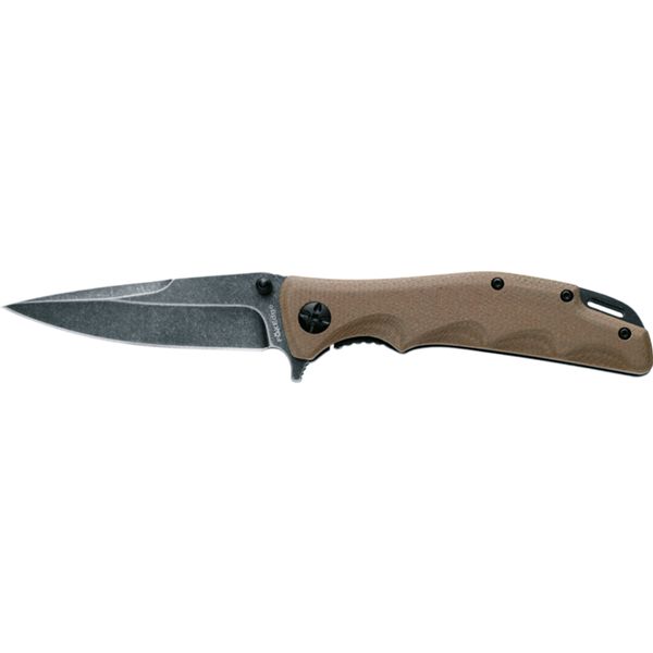 FOX EDGE MANDATORY FUN TAN MICARTA HANDLE, 8Cr13 BLADE