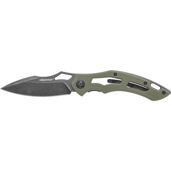 FOX EDGE SPARROW FOLDING KNIFE, LINER LOCK 9Cr13 BLADE, G-10 SKELETON OD GREEN HANDLE