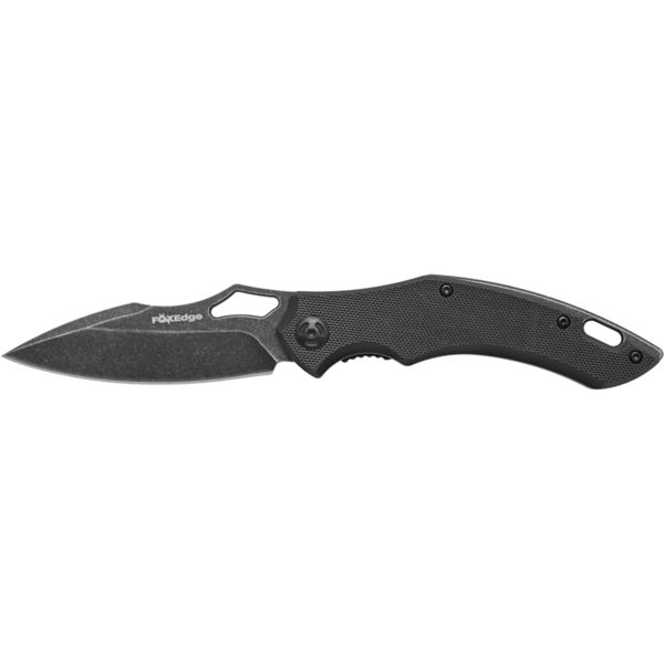 FOX EDGE SPARROW FOLDING KNIFE, LINER LOCK 9Cr13 BLACK STONE WASHED BLADE, BLACK G-10 HANDLE