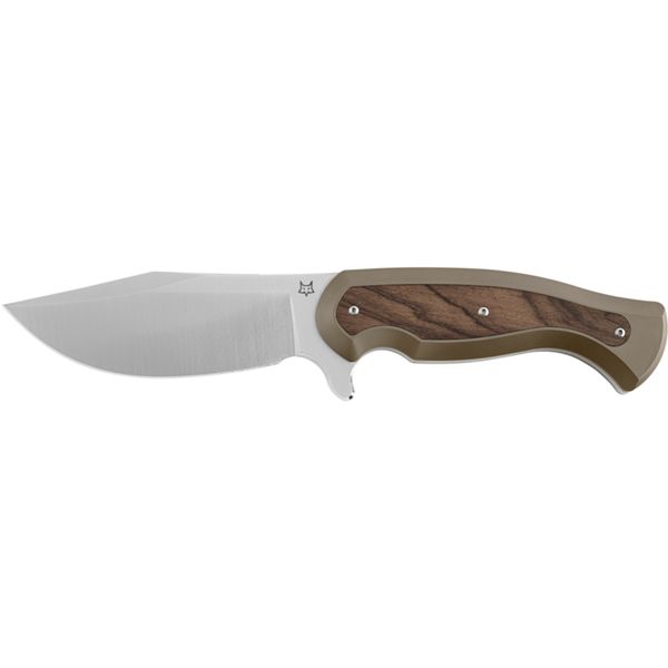 FOX VAN POPPEL EAST WOOD TIGER FIXED BLADE ELMAX STEEL SATIN ,TITANIUM BRONZE HDL WITH  ZIRCOTE INSERT