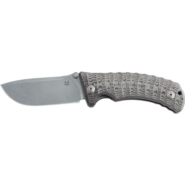 FOX PRO HUNTER, FOLD. KNIFE STONE WASHED bld BLACK CANVAS MICARTA hdl