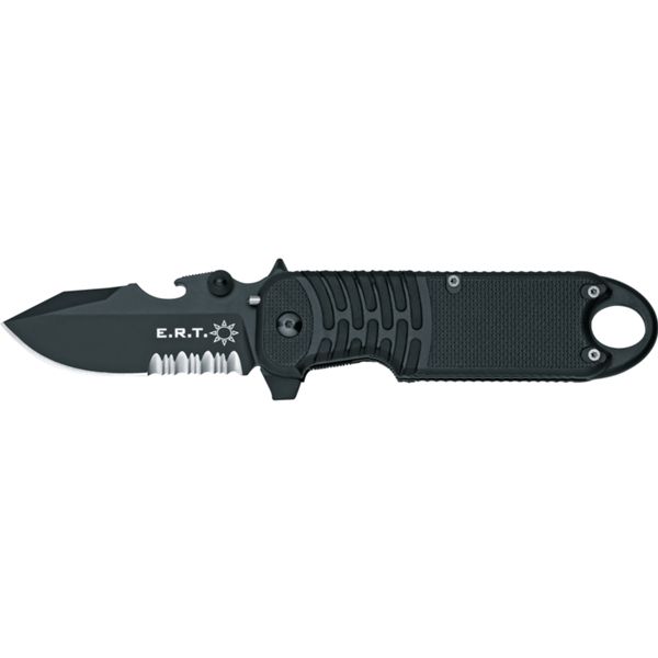 FOX E.R.T. RESCUE KNIFE BLACK CLIP POINT SERRATED bld