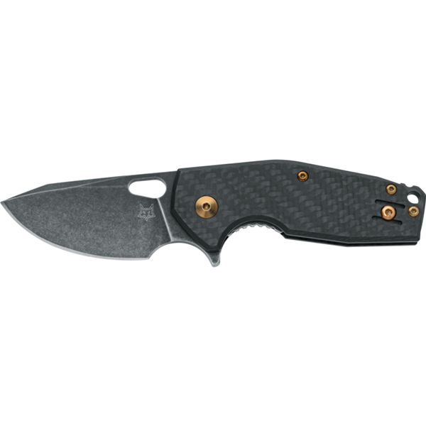 FOX/VOX SURU FOLDING KNIFE STAINLESS STEEL M398 PVD STONEWASHED BLD,CARBON FIBER HDL