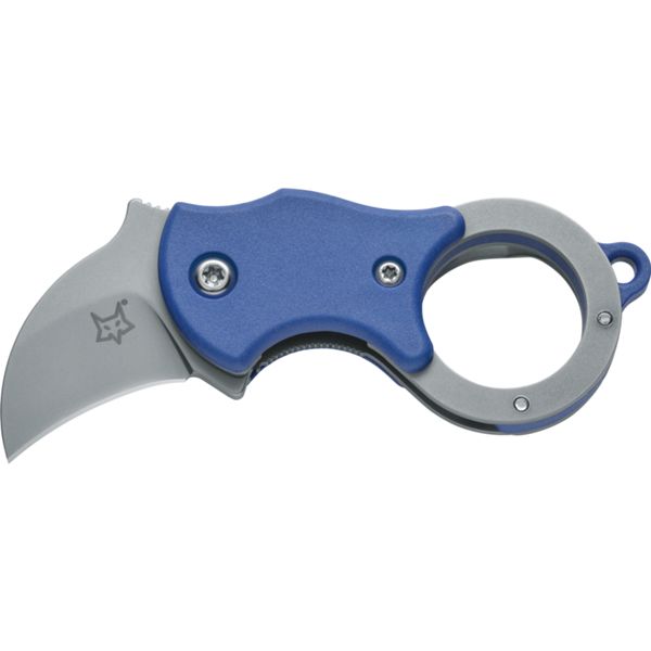 FOX MINI KA, FOLD. KNIFE BLUE NYLON hdl, 1.4116 S/S SANDBLASTED BL