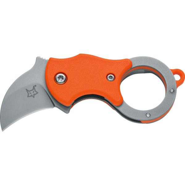 FOX MINI KA, FOLD. KNIFE ORANGE NYLON hdl, 1.4116 S/S SANDBLASTED bld