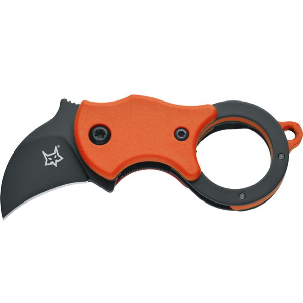 FOX MINI KA, FOLD. KNIFE ORANGE NYLON hdl, 1.4116 S/S BLACK IDROGLIDER bld