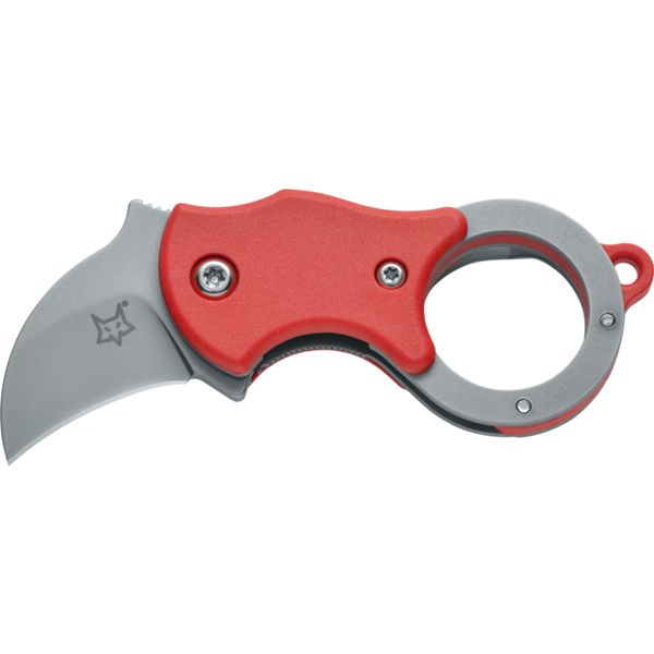 FOX MINI KA, FOLD. KNIFE RED NYLON hdl, 1.4116 S/S SANDBLASTED BL