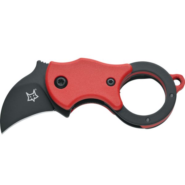 FOX MINI KA, FOLD. KNIFE RED NYLON hdl, 1.4116 S/S BLACK IDROGLIDER bld