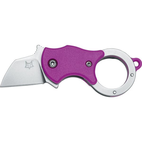 FOX MINI TA, FOLD. KNIFE PURPLE NYLON hdl, 1.4116 S/S SANDBLASTED bld