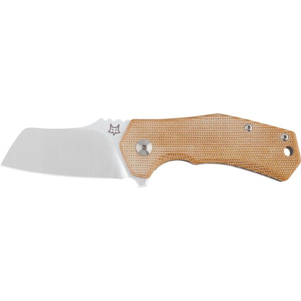 FOX ITALICO FOLD. KNIFE, M390 S/S SHEEPSFOOT SATIN bld, NATURAL CANVAS MICARTA hdl