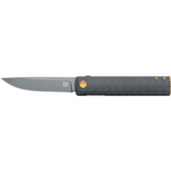 FOX CHNOPS FOLDING KNIFE, M390 bld, CARBON FIBER hdl WITH BRONZE ACCENTS