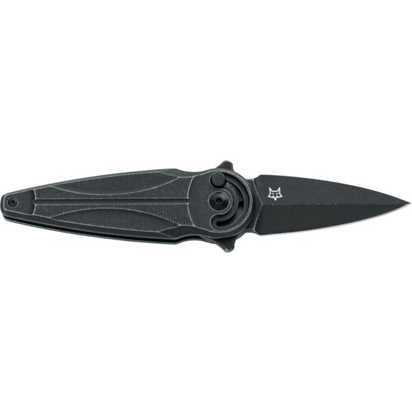 FOX/ANARCNIDE SATURN LEFT HANDED FOLD. KNIFE S/S N690co BLACK IDROG. SW bld, ALL. BLACK hdl