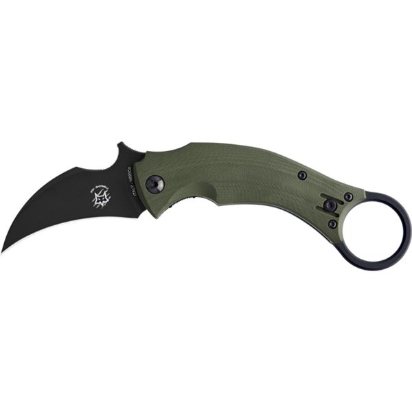 FOX/BASTINELLI BLACKBIRD KARAMBIT BLACK bld G10 GREEN hdl